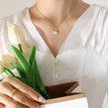 Mini Handbag Pendant Necklace Shell Pearl Gold Steel view 4