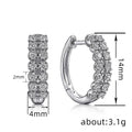 Silver Double Row Pave Clear Stone Huggie Hoop Earrings view 4