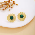 Green Red and Black Spiral Textured Gold Tone Stud Earrings view 6