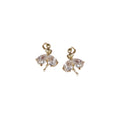 Gold Ballet Dancer Crystal Tutu Skirt Stud Earrings view 5