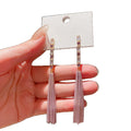 Color Crystal Chain Tassel Stud Earrings in Two Tones view 5