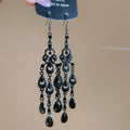 Filigree Teardrop Chandelier Hook Earrings in Two Tones view 7