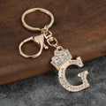 Gold-Tone Rhinestone Crown Letter Keychain With Key Ring view 11