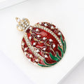 Red Enamel Pomegranate Brooch Crown Pearl Crystal Accents view 3