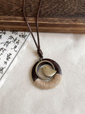 Long Cord Pendant Necklace in Four Wood and Metal Designs view 8
