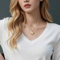 Gold Heart Pendant Necklace With Mixed Zircon Stones view 2