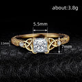 Square Clear Solitaire Celtic Knot Ring In Gold And Silver Tones view 4
