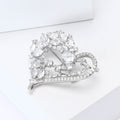 Crystal Heart Brooch In 2 Styles With Polished Metal And Decorative Details view 3