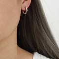Geometric Hexagon Hoop Earrings Gold Steel Hinged Mini Hoops view 6