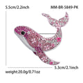 Jeweled Whale Brooch in Blue Pink and Green Jacket and Scarf Accessory view 7