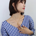 Gold Irregular Hollow Organic Open Pendant Necklace view 4