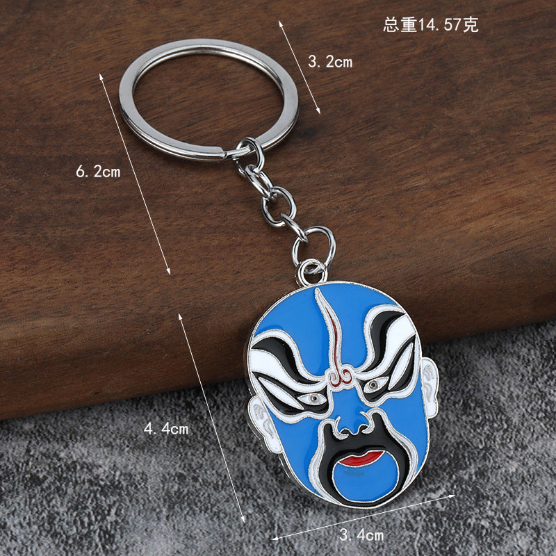 Chinese Opera Mask Zinc Alloy Keychain Gift Accessory
