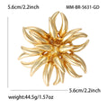Metal Firework Starburst Brooch Gold Silver Pointed Petals view 4