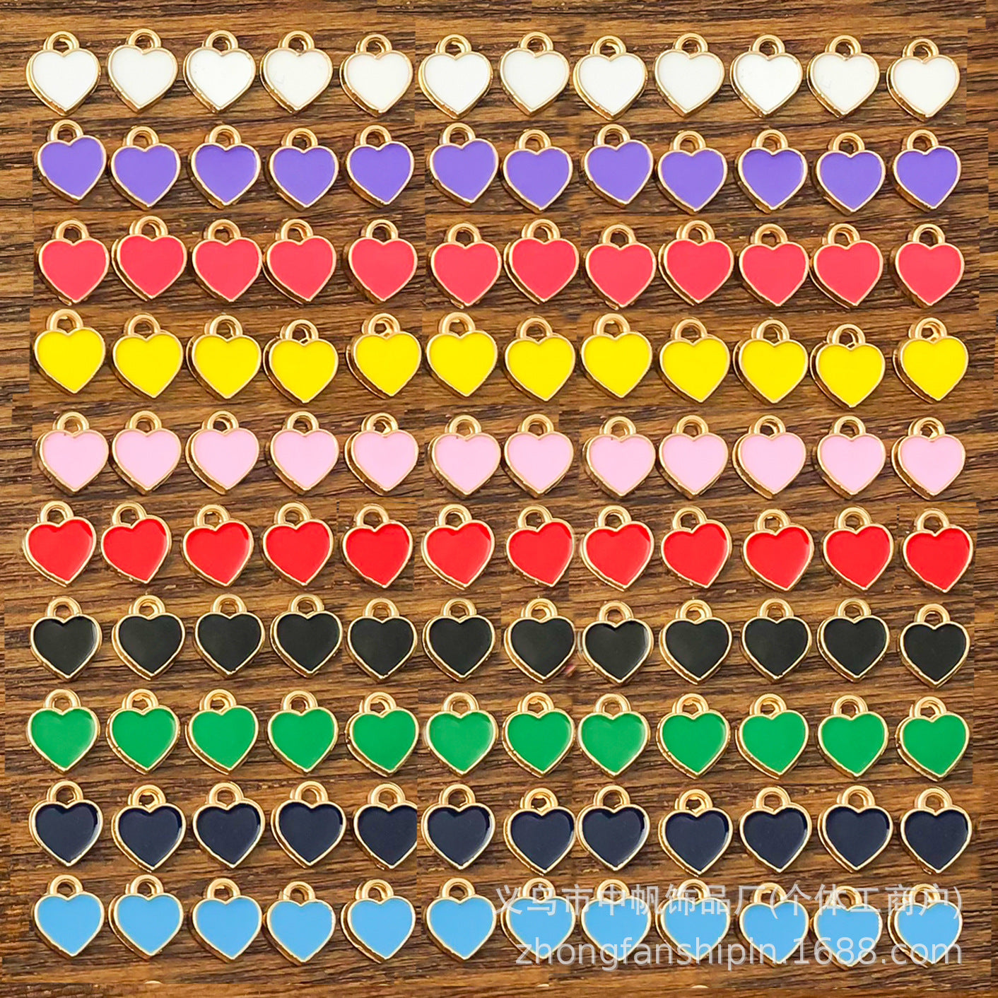 Enamel Zinc Alloy Mini Heart Charm Pendant for DIY Earrings Necklace Jewelry Making — 6×8mm