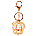 Gold Tone Rhinestone Crown Keychain With Split Ring And Lobster Clasp view 4