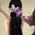 Fabric Lily Calla Flower Duckbill Hair Clip Purple Pink view 4