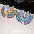 Multicolor Crystal Folding Fan Statement Stud Earrings view 3