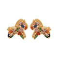 Gold Multicolor Crystal Horse Stud Earrings Statement Jewelry view 5