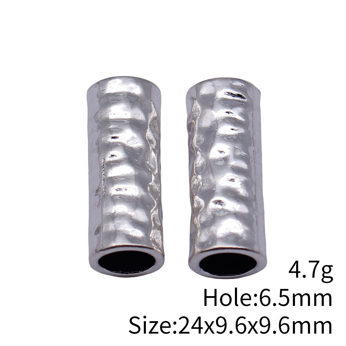 24x9.6x9.6mm 4.7g Multicolor Zinc Alloy Hammered Long Tube Spacer Beads for Dreadlock Jewelry Making