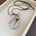 Black Cord Irregular Open Oval Pendant Necklace Gold Silver view 6