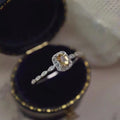 Silver Gold Champagne Cushion Halo Band Finger Rings view 1