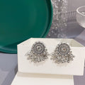 Eleven Antique Silver Fringe Bow and Bead Stud Earrings view 8