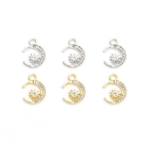 Main image 1 showing crescent moon and star charms and their visible colors and details
