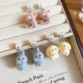 Pastel Flocked Bear Drop Earrings with Glossy Pink Beads view 3