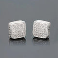 Square Pavé CZ Stud Earrings Gold Silver Rose Gold Tones view 1
