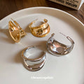 Sculptural C Hoop Stud Earrings in Gold Tone or Silver Tone view 3