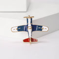 Red White and Blue Propeller Airplane Enamel Metal Brooch view 1