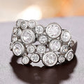 Oversized Round Bezel Cluster Statement Ring In Silver Tone view 4