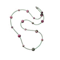 Green Seed Bead Necklace with Pink and Purple Round Beads view 5
