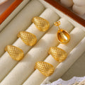 Gold Teardrop Mesh Scale Stud Earrings Copper Pair view 4