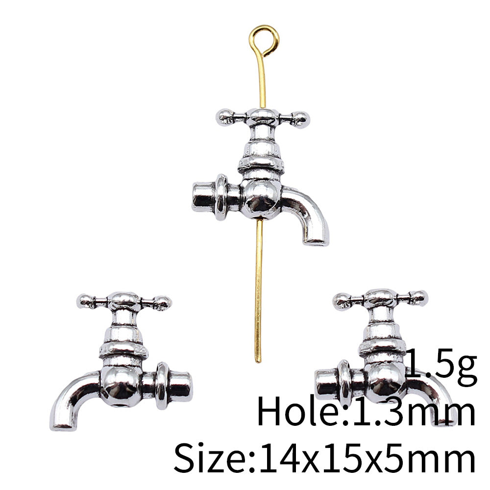 14x15x5mm 1.5g Antique Silver Zinc Alloy Faucet Loose Metal Beads for Bracelet Necklace DIY Jewelry