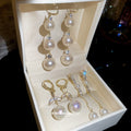 Pearl and Crystal Drop Earrings in Three Gold Tone Styles view 3