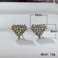 Pavé Triangle Stud Earrings in Three Metal Tones with Clear Crystal Details view 5