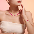Pink Natural Stone Gold Tone Station Necklace And Bracelet view 1