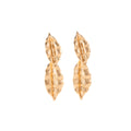 Double Textured Leaf Extra Long Dangle Stud Earrings view 5