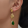 Teardrop Glass Drop Earrings Gold Stainless Blue Green Red view 4