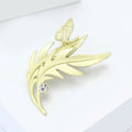 Leaf And Butterfly Brooch A Matte Gold-Tone Leafy Sprig view 3