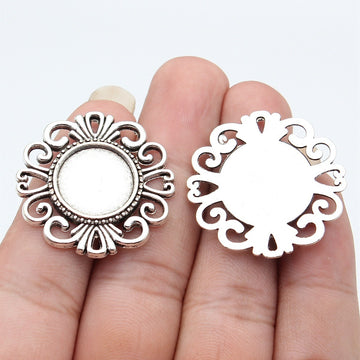 Ornate Round Cabochon Settings in Two Antique Finishes
