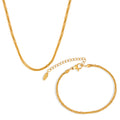 Gold Steel Twisted Sparkle Chain Necklace And Bracelet Set view 5