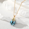 Gold Tone Spotted Glass Evil Eye Pendant Necklaces in Five Colors view 3