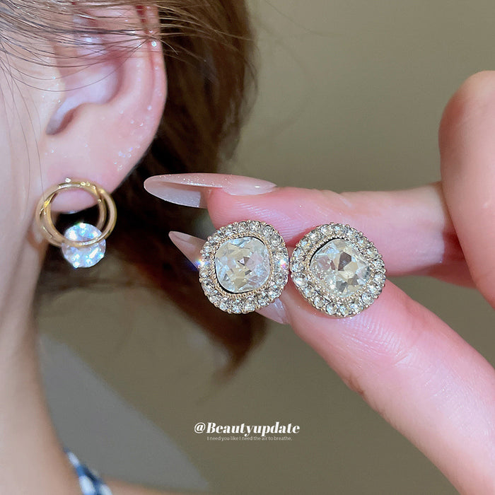Spiral Crystal Stud Earrings In Five Color Accents