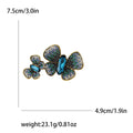 Double Butterfly Brooch In Metal With Two Graduated Butterflies With Glittering Wings view 7