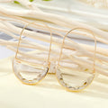 Gold Tone Semicircle Glass Long Wire Drop Earrings in Nine Colors view 3