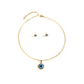 Blue Evil Eye Pendant Necklace and Stud Earring Set view 5