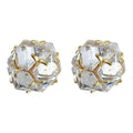 Gold Tone Multifacet Clear Crystal Ball Stud Earrings view 5