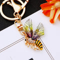 Mini Bee Keychains with Green Fuchsia and Purple Translucent Wings view 6